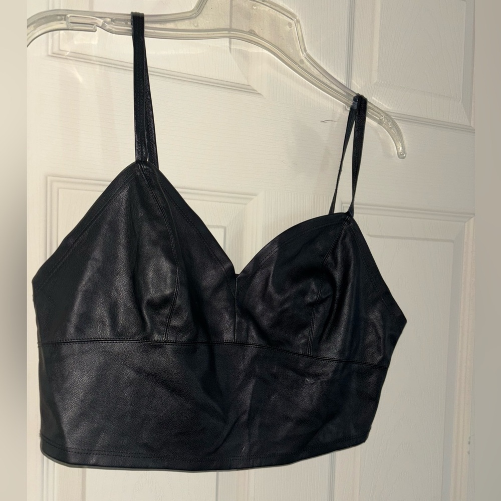 Vivid faux leather crop top